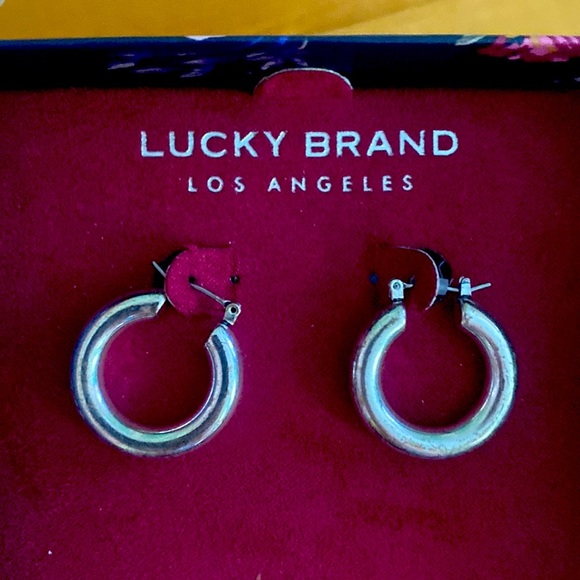 Lucky Brand Silver Hoops - Picture 6 of 7